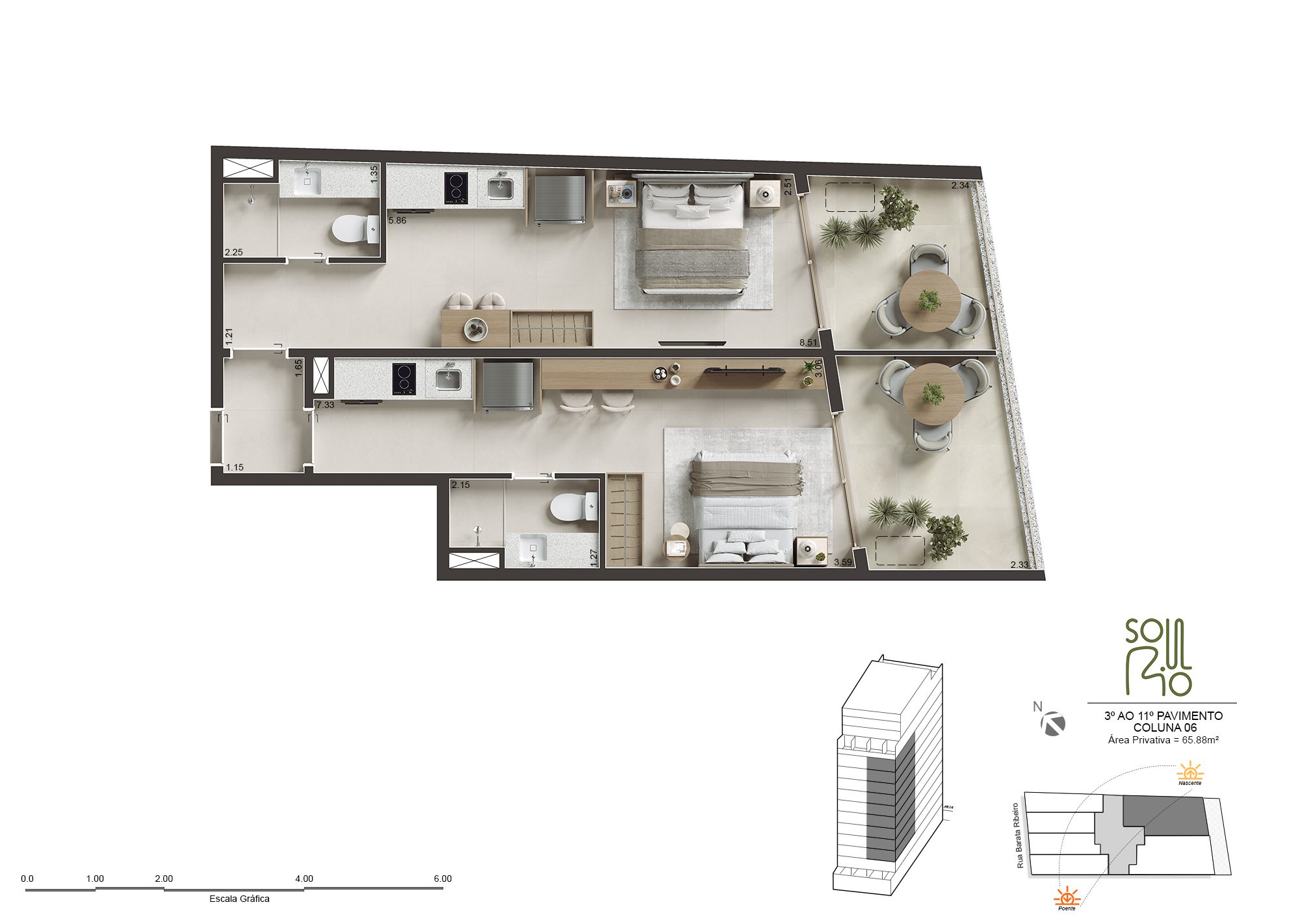 Soul Rio Barata Ribeiro Copacabana - Imóveis Novos no Rio Soul Rio Barata Ribeiro Copacabana planta