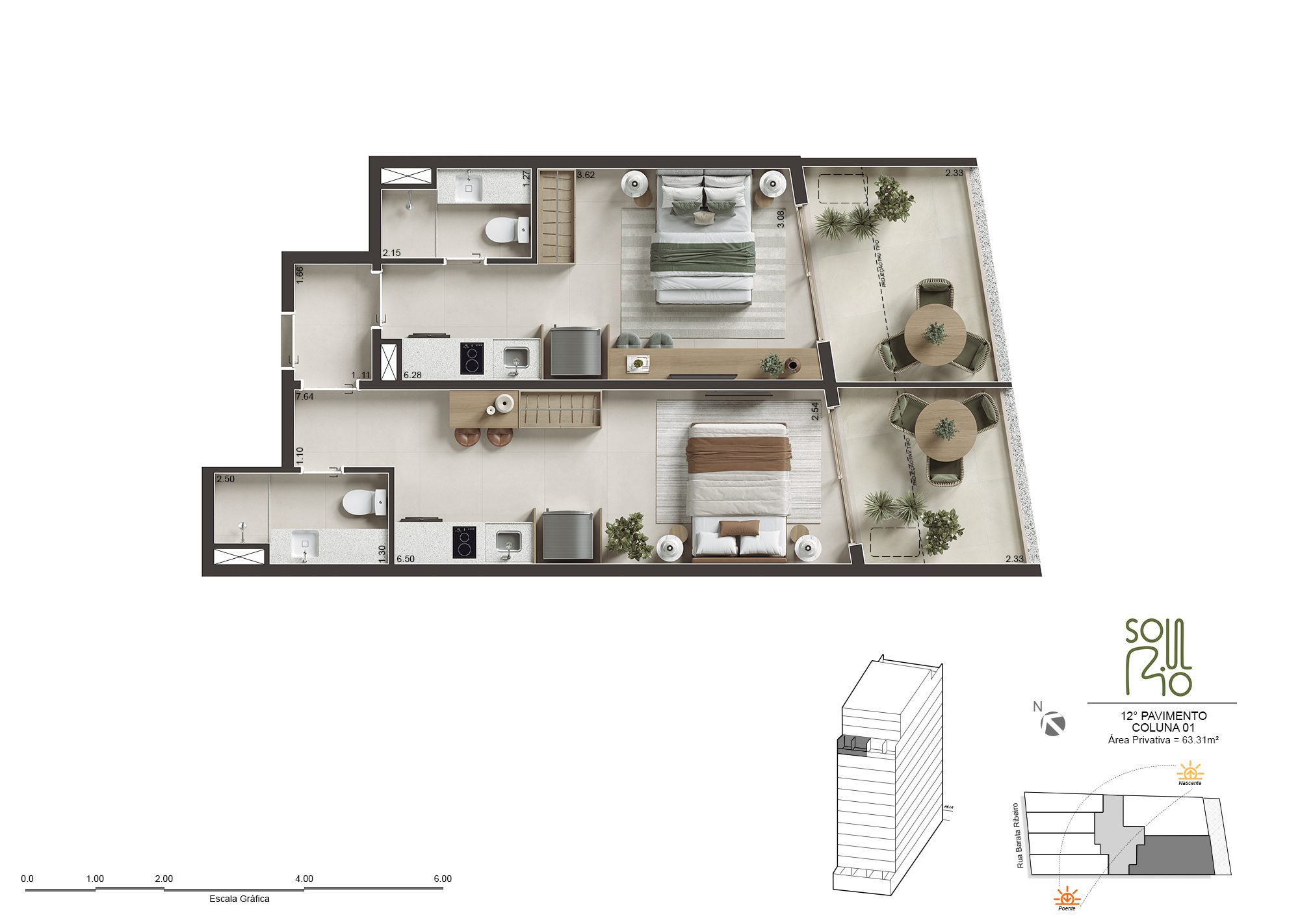 Soul Rio Barata Ribeiro Copacabana - Imóveis Novos no Rio Soul Rio Barata Ribeiro Copacabana planta