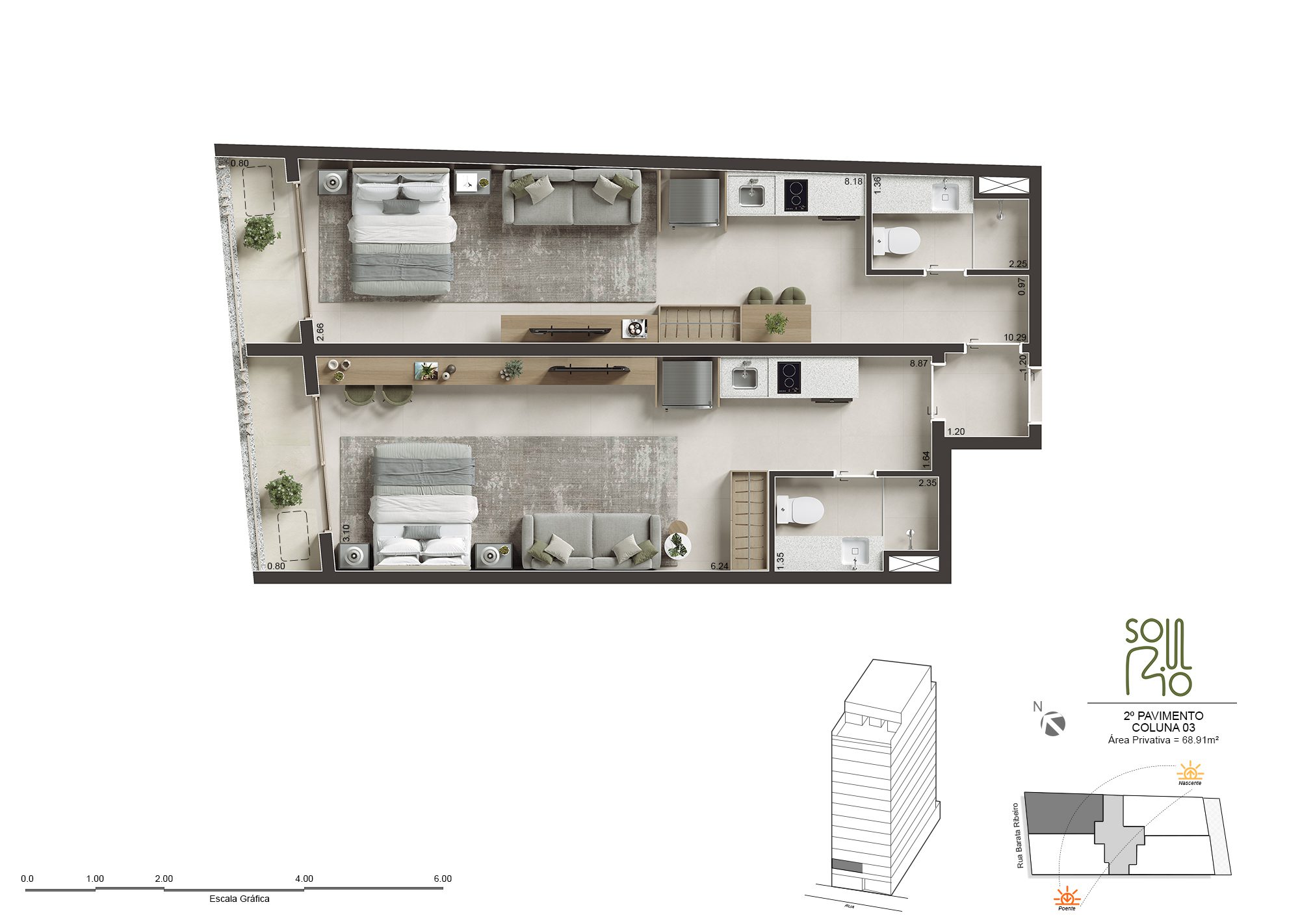 Soul Rio Barata Ribeiro Copacabana - Imóveis Novos no Rio Soul Rio Barata Ribeiro Copacabana planta