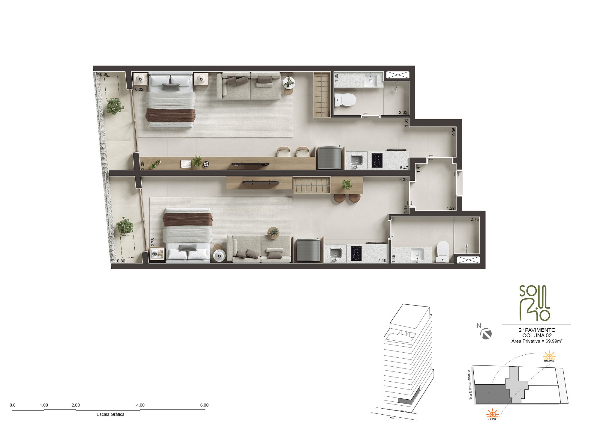 Soul Rio Barata Ribeiro Copacabana - Imóveis Novos no Rio Soul Rio Barata Ribeiro Copacabana planta