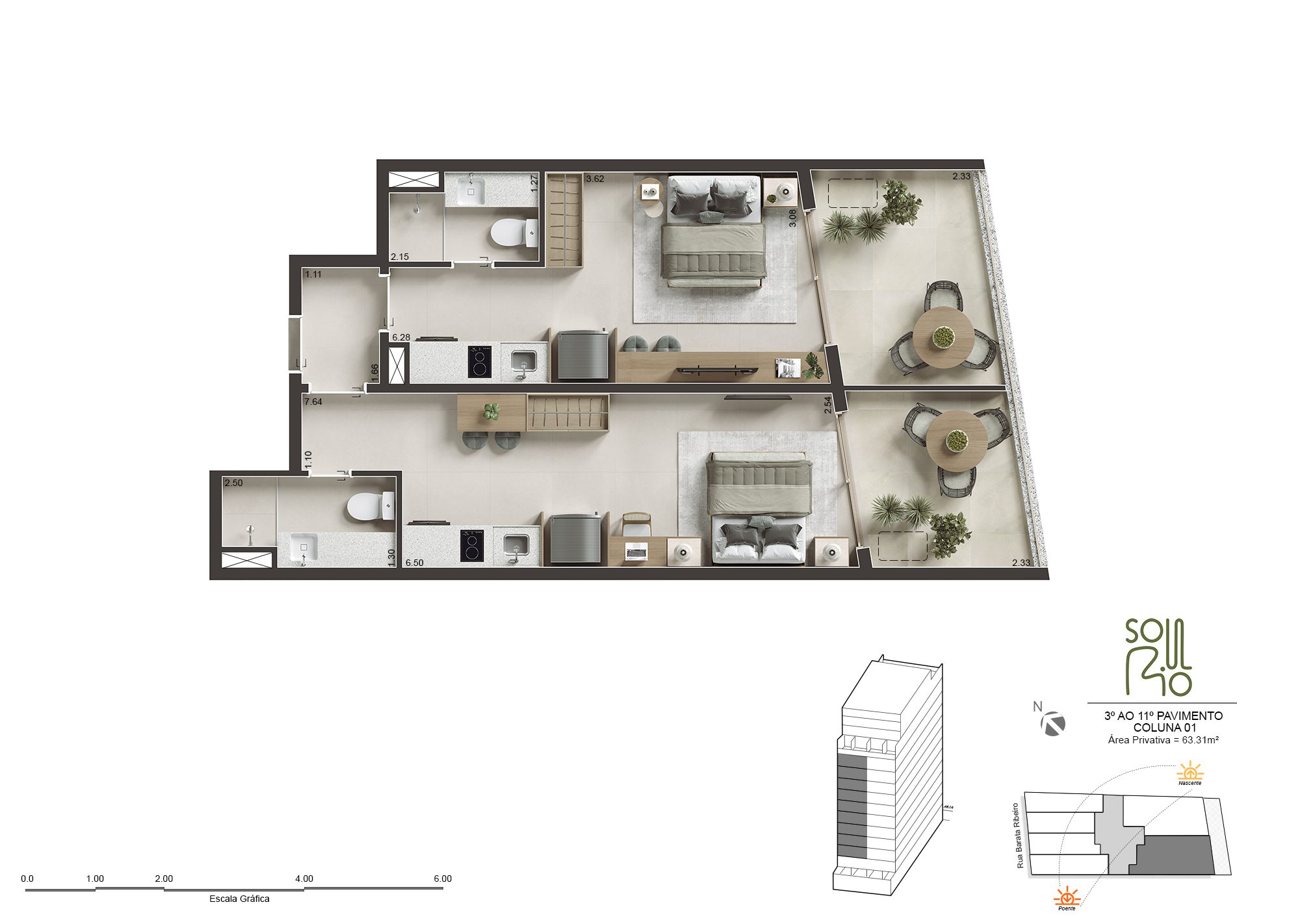 Soul Rio Barata Ribeiro Copacabana - Imóveis Novos no Rio Soul Rio Barata Ribeiro Copacabana planta