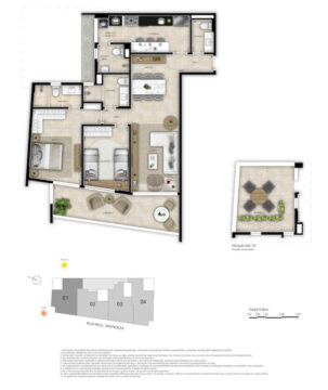 RG 33 botafogo planta do apartamento com 99m2