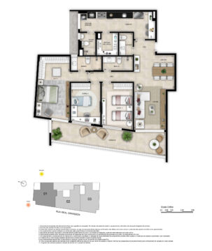 RG 33 botafogo planta do apartamento com 131m2