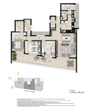 RG 33 botafogo planta do apartamento com 137m2