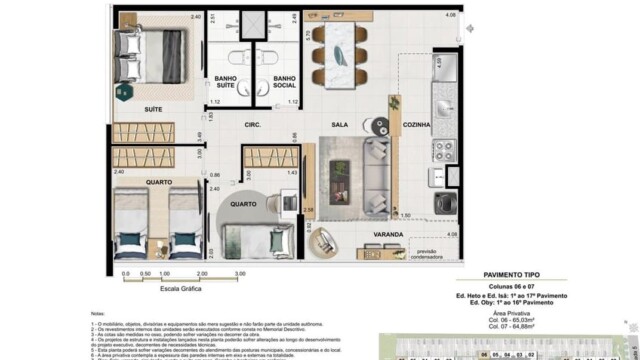 Etehe Residencial plantas dos apartamentos