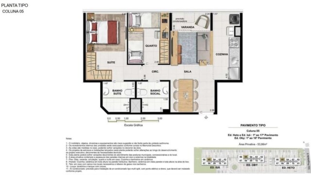 Etehe Residencial plantas dos apartamentos