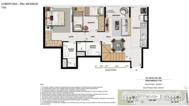 Etehe Residencial plantas dos apartamentos