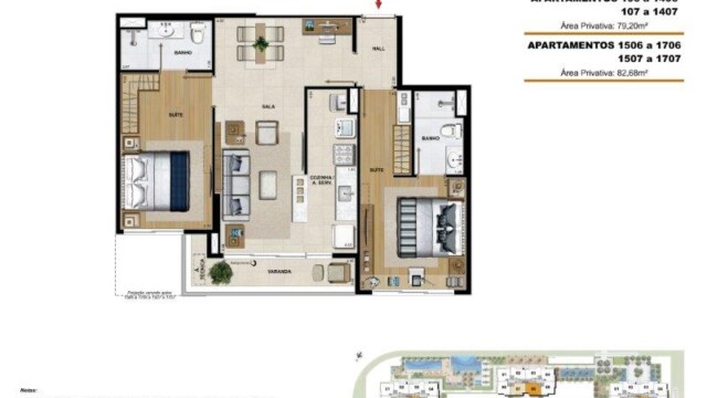 Ilha Pura Millenio planta dos apartamentos