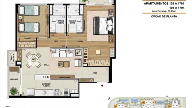 Ilha Pura Millenio planta dos apartamentos