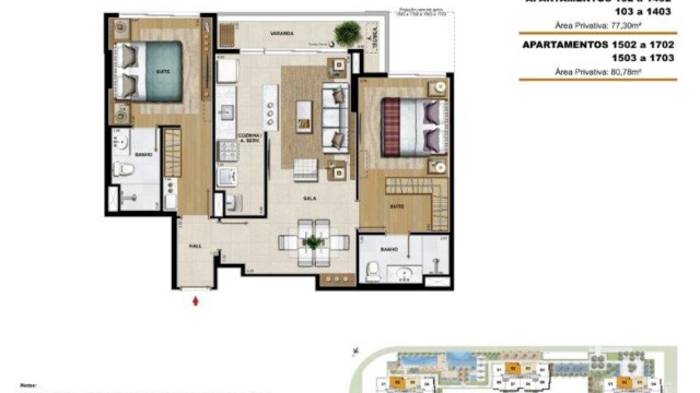 Ilha Pura Millenio planta dos apartamentos