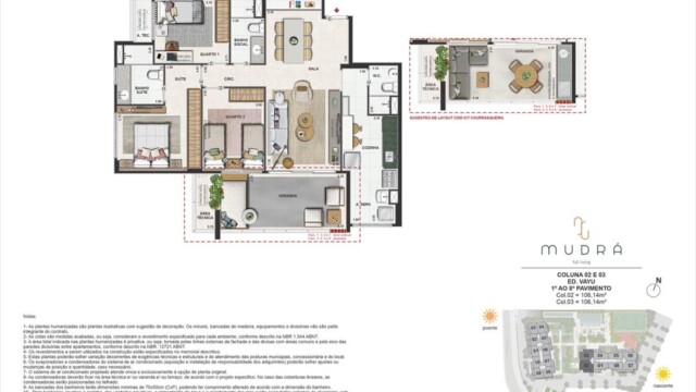 Mudrá Full Living planta dos apartamentos Mudrá Full Living planta dos apartamentos