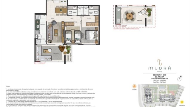 Mudrá Full Living planta dos apartamentos Mudrá Full Living planta dos apartamentos