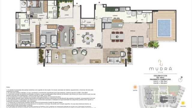 Mudrá Full Living planta dos apartamentos Mudrá Full Living planta dos apartamentos