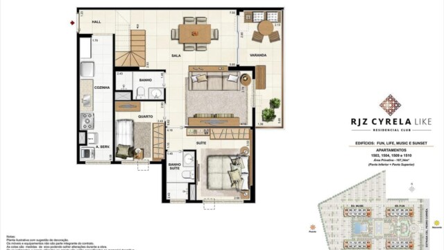 RJZ Cyrela Like Residencial Club plantas dos apartamentos