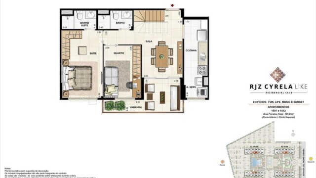 RJZ Cyrela Like Residencial Club plantas dos apartamentos