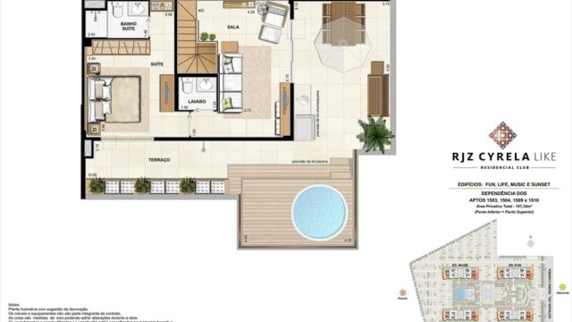 RJZ Cyrela Like Residencial Club plantas dos apartamentos