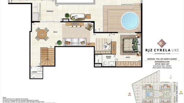 RJZ Cyrela Like Residencial Club plantas dos apartamentos