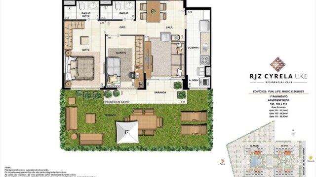 RJZ Cyrela Like Residencial Club plantas dos apartamentos