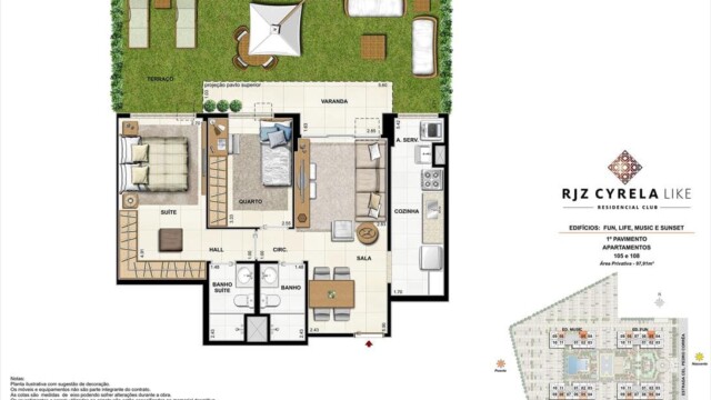 RJZ Cyrela Like Residencial Club plantas dos apartamentos