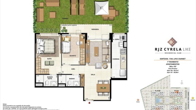 RJZ Cyrela Like Residencial Club plantas dos apartamentos