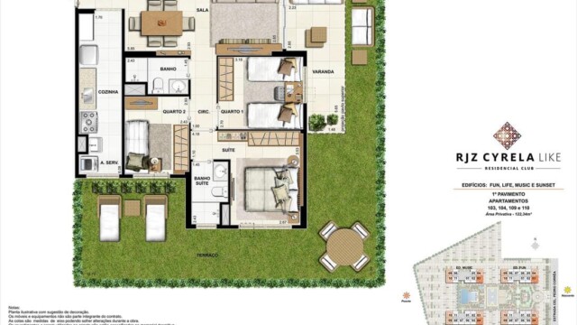 RJZ Cyrela Like Residencial Club plantas dos apartamentos