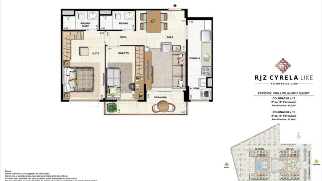 RJZ Cyrela Like Residencial Club plantas dos apartamentos