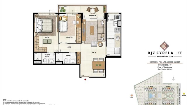 RJZ Cyrela Like Residencial Club plantas dos apartamentos