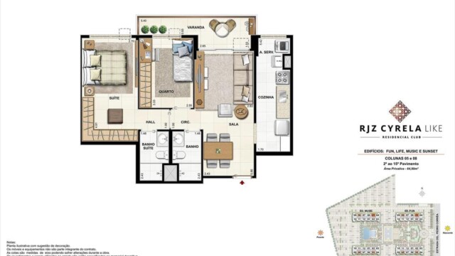 RJZ Cyrela Like Residencial Club plantas dos apartamentos