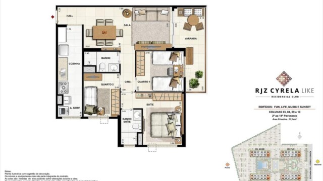RJZ Cyrela Like Residencial Club plantas dos apartamentos