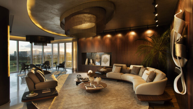 Riserva Golf Vista Mare Residenziale by pininfarina Sala entardecer Riserva Golf Vista Mare Residenziale by pininfarina Sala entardecer