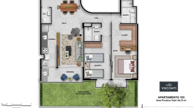 Villa Visconti plantas dos apartamentos