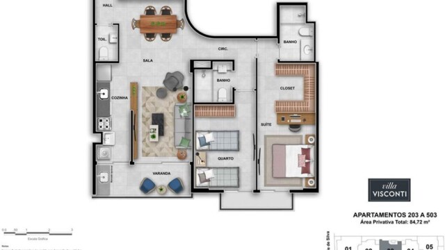 Villa Visconti plantas dos apartamentos