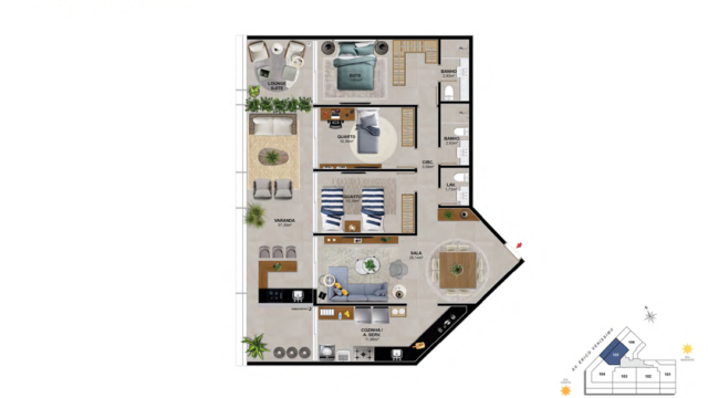 Praia Av do Pepê Residencial Mar plantas dos apartamentos