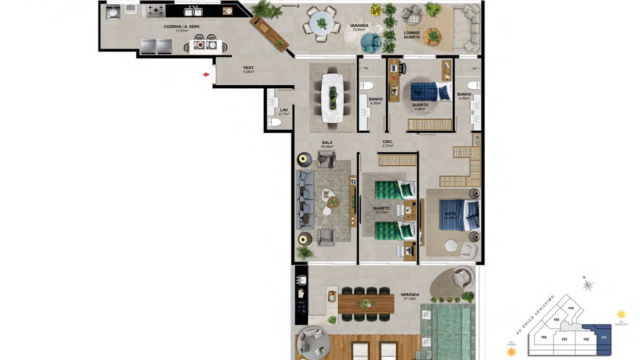 Praia Av do Pepê Residencial Mar plantas dos apartamentos
