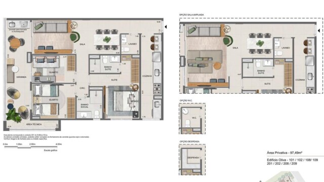 Residencial All Jardim Oceânico plantas dos apartamentos