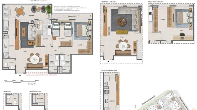 Residencial All Jardim Oceânico plantas dos apartamentos