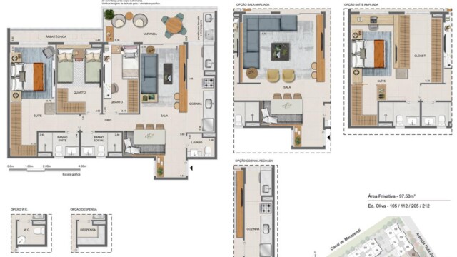 Residencial All Jardim Oceânico plantas dos apartamentos