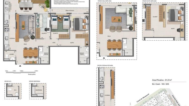 Residencial All Jardim Oceânico plantas dos apartamentos