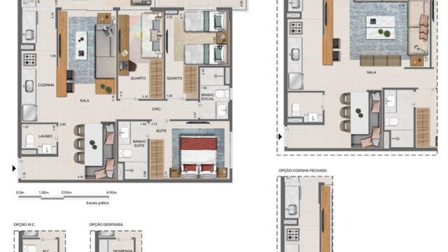 Residencial All Jardim Oceânico plantas dos apartamentos