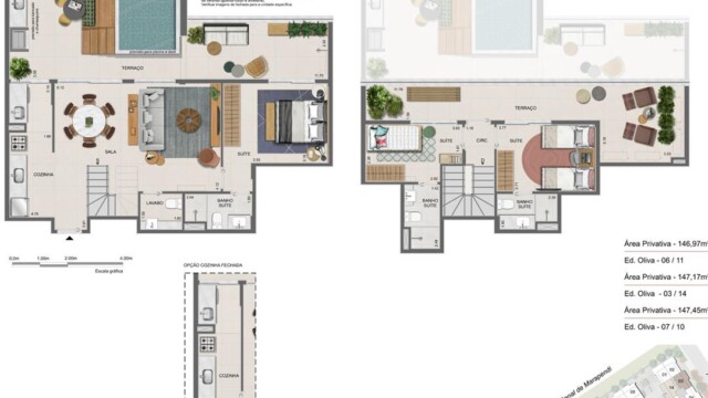 Residencial All Jardim Oceânico plantas dos apartamentos