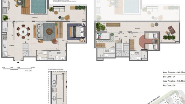Residencial All Jardim Oceânico plantas dos apartamentos