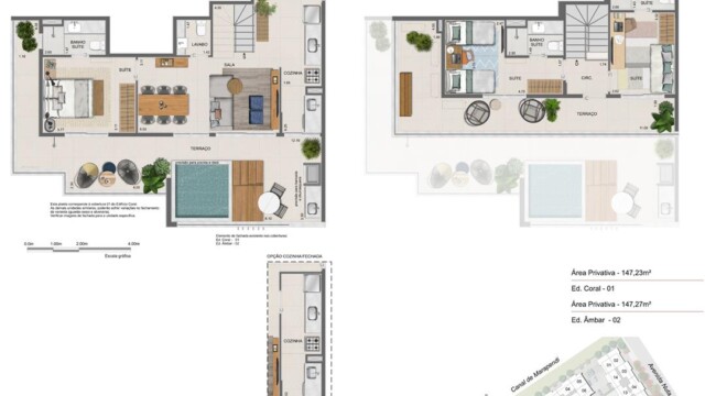 Residencial All Jardim Oceânico plantas dos apartamentos