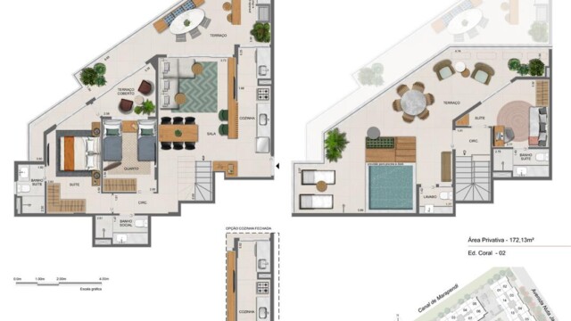 Residencial All Jardim Oceânico plantas dos apartamentos