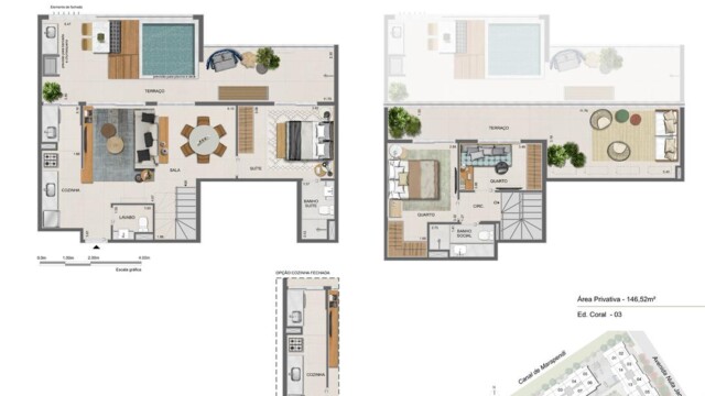 Residencial All Jardim Oceânico plantas dos apartamentos