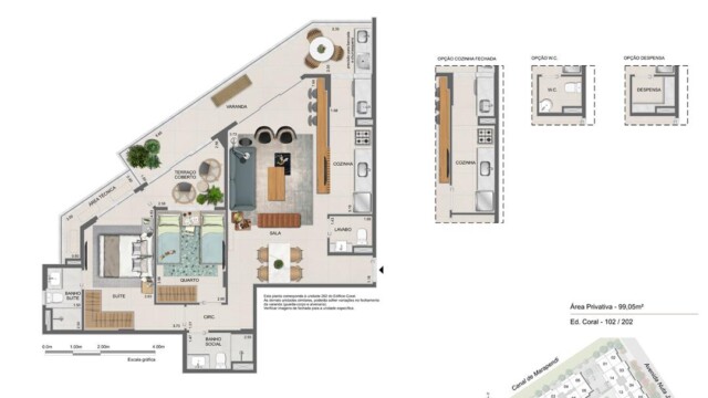 Residencial All Jardim Oceânico plantas dos apartamentos