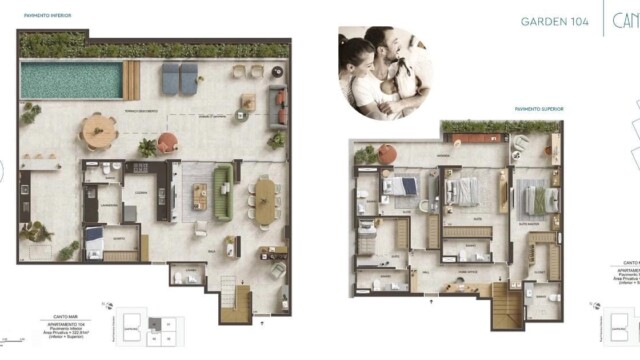 Canto Mar Bait Arpoador plantas dos apartamentos