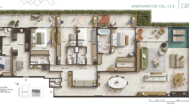 Canto Mar Bait Arpoador plantas dos apartamentos