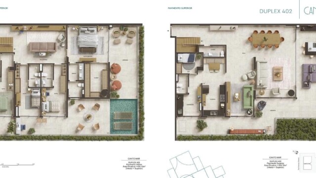 Canto Mar Bait Arpoador plantas dos apartamentos