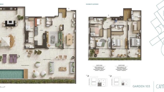 Canto Mar Bait Arpoador plantas dos apartamentos Canto Mar Bait Arpoador plantas dos apartamentos