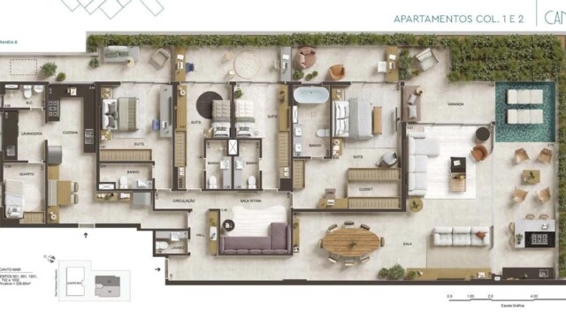 Canto Mar Bait Arpoador plantas dos apartamentos